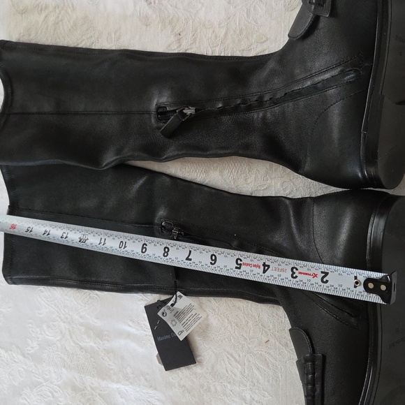 Massimo Dutti Knee High Stretch, FLATLoafer Style Leather Boot. Women's 8 - Picture 5 of 7